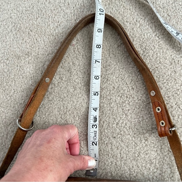 Vintage 60s Clifton’s Hand Tooled Leather Brown Caramel Adjustable Shoulder Bag - Picture 11 of 16